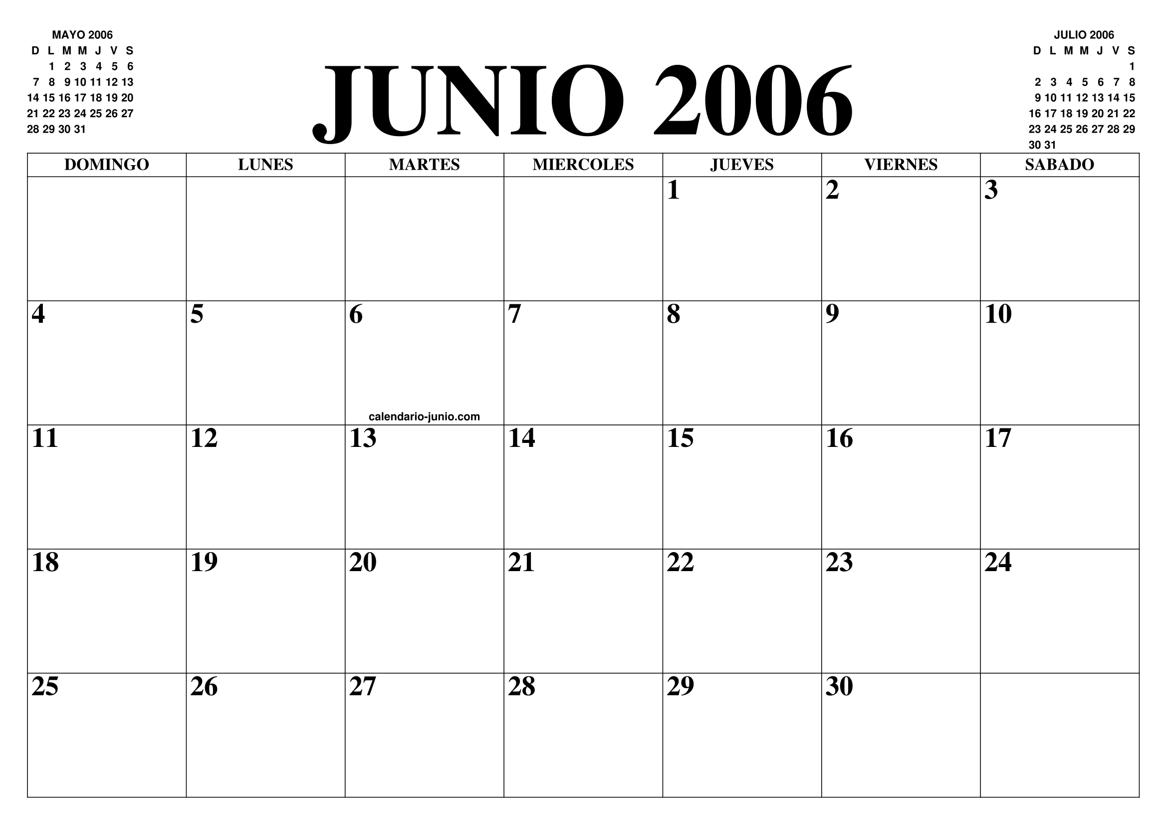 CALENDARIO JUNIO 2006 EL CALENDARIO JUNIO PARA IMPRIMIR GRATIS MES calendario-junio-2006-el-calendario-junio-para-imprimir-gratis-mes